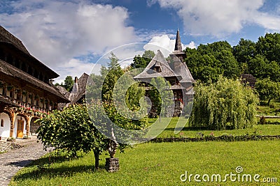 Summer view of Barsana Monastery, Maramures Stock Photo