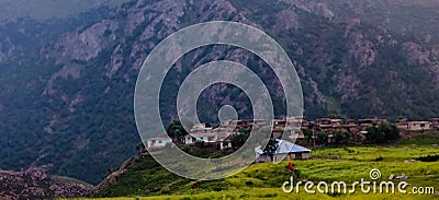 Beautiful Village of Chillum Valley in Northern Pakistan Stock Photo