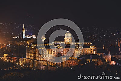 View of Hungarian Parliament Building, Budapest Parliament exterior, also called Orszaghaz, with Donau river and city panorama Stock Photo