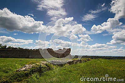 Summer view of the ruins of ancient castle in Kremenets, Ternopil Region, Ukraine Stock Photo