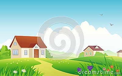 Summer village Vector Illustration
