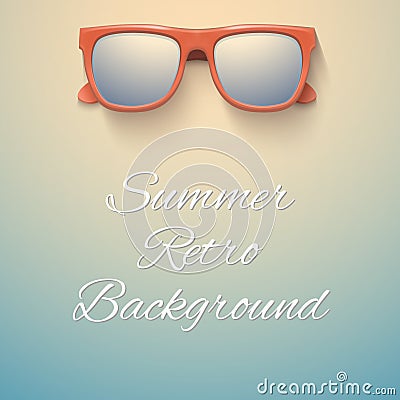 Summer vintage background. Sandy beach and Vector Illustration