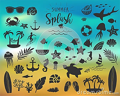 Summer vintage silhouettes Vector Illustration