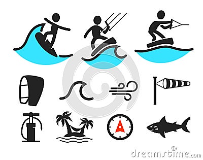 Summer water sport pictograms Stock Photo