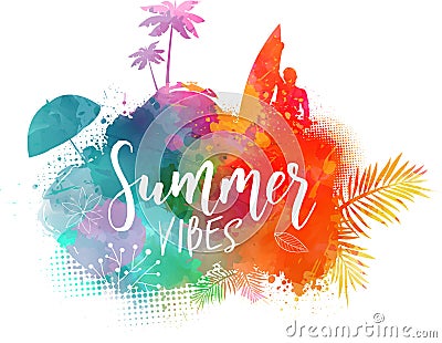Summer watercolored background with Vector Illustration