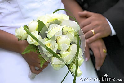 Summer wedding close up with flowers. Stock Photo