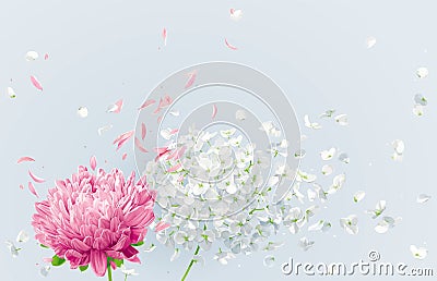 Summer wind vector floral drawing Vector Illustration