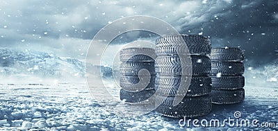Summer winter car tire background Stock Photo