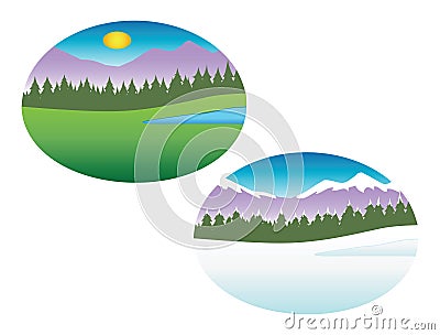 Summer winter seasons Vector Illustration