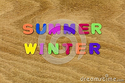 Summer winter seasons hot cold children letters Stock Photo