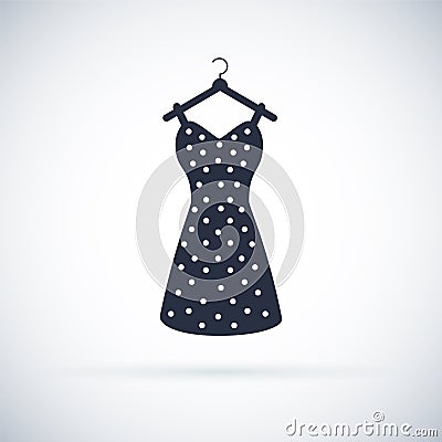 Summer Woman Dress Icon. Vintage dresse silhouette vector Vector Illustration