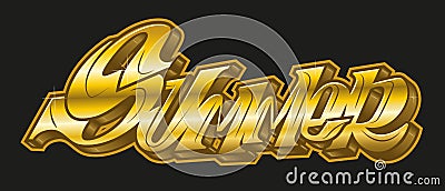 Summer word in golden graffiti style Vector Illustration