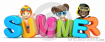 Summer word and kids Stock Photo