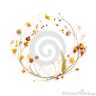 Summer Wreath of Wildflowers Isolated Stock Photo