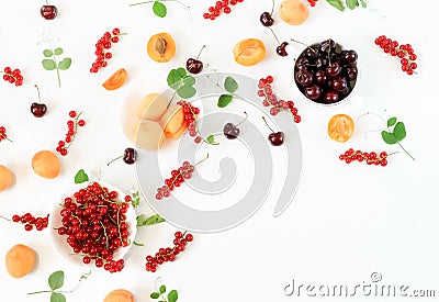 Summer yummy fruits, berry background, food colors pattern background Stock Photo