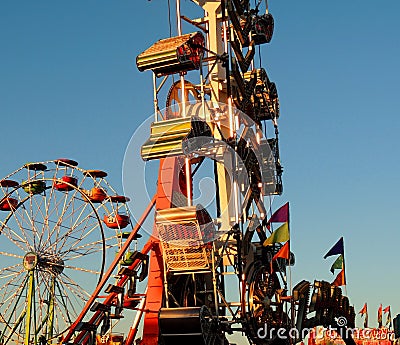 Summertime, Ferris Wheel, Sunset, Fun, Fair Stock Photo