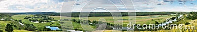 Summertime landscape banner, panorama - river valley of the Siverskyi Seversky Donets Stock Photo