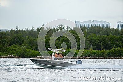 Summertime in Miami. People boating on the weekend and having fun Editorial Stock Photo