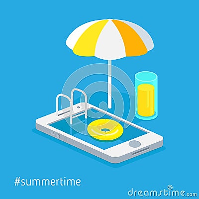 Summertime by the pool Vector Illustration