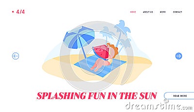 Summertime Resort Vacation, Summer Leisure, Outdoor Activity Landing Page Template Vector Illustration