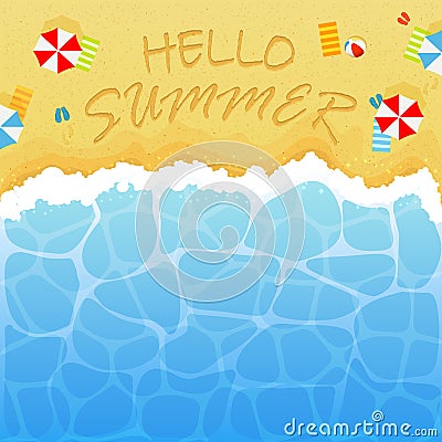 Summertime on sandy beach Vector Illustration