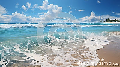 Summertime scene at the beach. Generative AI Stock Photo