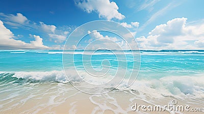 Summertime scene at the beach. Generative AI Stock Photo