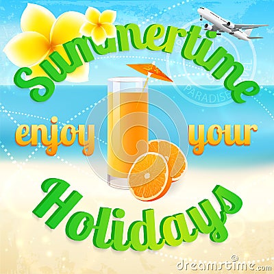 Summertime (summer vacation). Beach holidays Vector Illustration