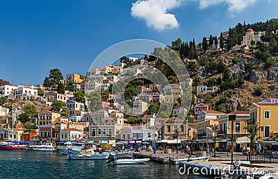 Summertime in Symi, Greece. Editorial Stock Photo