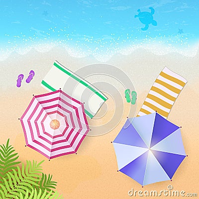 Summertime, tropical background, blue ocean landscape. Vacation, relax Vector Illustration