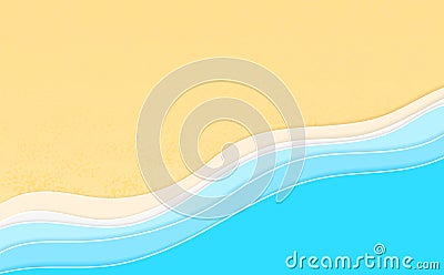 Summertime vacation background. Multi Layered papercut sea waves with 3d effect Vector Illustration