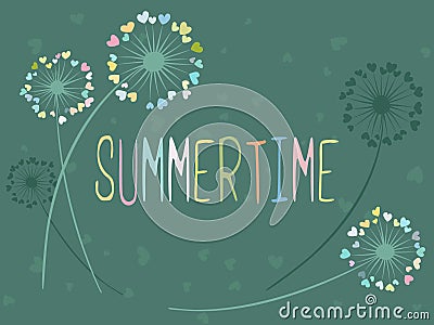 Summertime vector card with dandelion flowers Vector Illustration