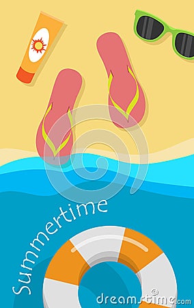 Summertime Vector Concept in Flat Style Design Vector Illustration