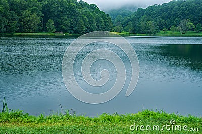 A Summer View of Abbott Lake, Peaks of Otter Stock Photo