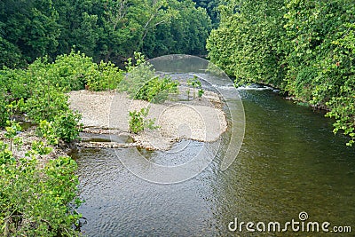 Summertime View of the Majestic Roanoke River Stock Photo