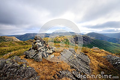 Viewing the ridge to Steel Fell from Calf Crag Stock Photo