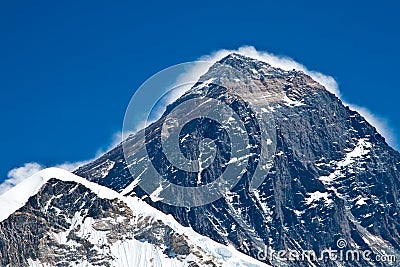 The summit of Everest mountain Stock Photo