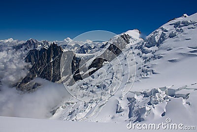 Alpinist attempting the Montblanc summit in the Alps Stock Photo