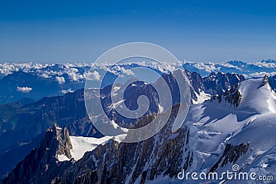 Alpinist attempting the Montblanc summit in the Alps Stock Photo