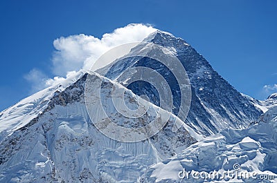 Summit of mount Everest or Sagarmatha, Nepal Stock Photo