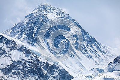 Summit of mt. Everest from Kala Patthar, Solu Khumbu, Nepal Stock Photo