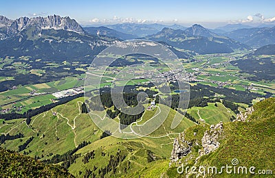 Summit panoramic view from Kitzbuhel peak,Tirol,Austria Stock Photo