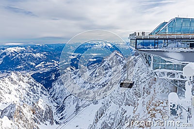 Summit station of cable car on Zugspitze mountain Stock Photo