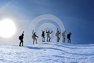 Summit trekking and excursions by compatible staff and professional mountaineers Stock Photo