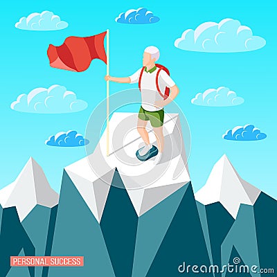 Summited Peak Success Background Vector Illustration