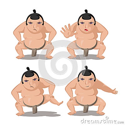 Sumo Japan Culture Cartoon Character Vector Stock Photo