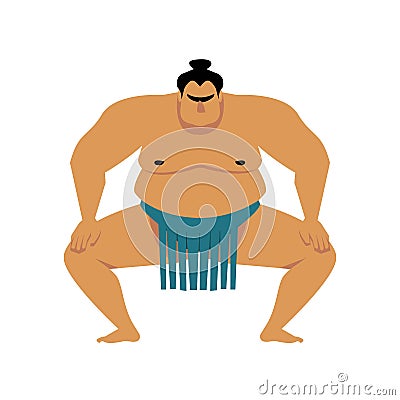 Sumo wrestler. Vector cartoon illustration isolated on white. Cute big Asian man. Vector Illustration