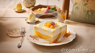 Sumptuous Peach Flan Stock Photo