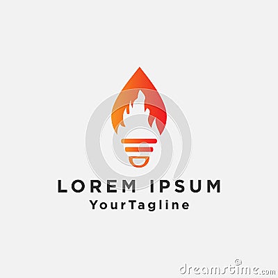 Lam bulb fire flame logo design Vector Illustration