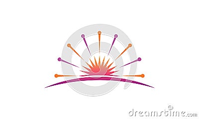 Sun acupuncture logo design template Vector Illustration